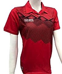 KBS Kadın Polo Yaka Kırmızı üzeri Siyah Tişört